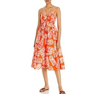 AQUA X Studio 189 Leaf Print Halter Cutout Midi Dress       Size: S